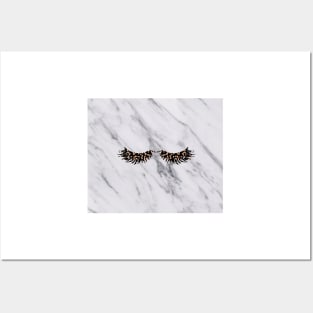 Grey marble rose gold lashes Posters and Art